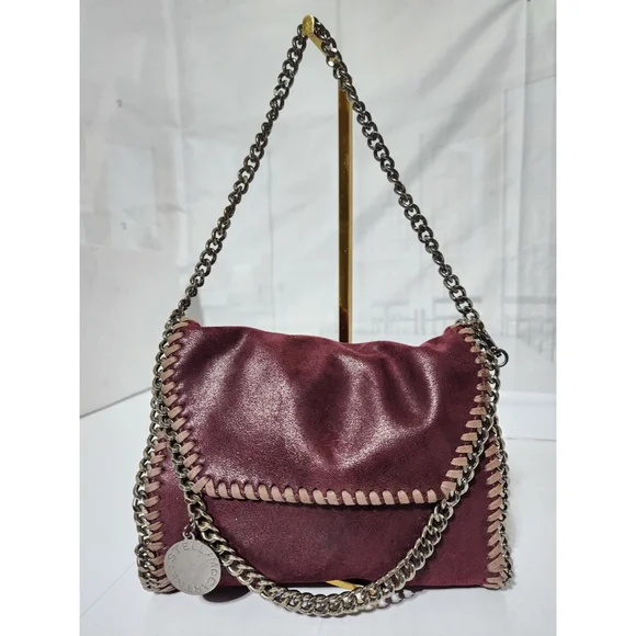 Stella McCartney Faux Leather Falabella Shoulder Bag Burgundy - Picture 3 of 14